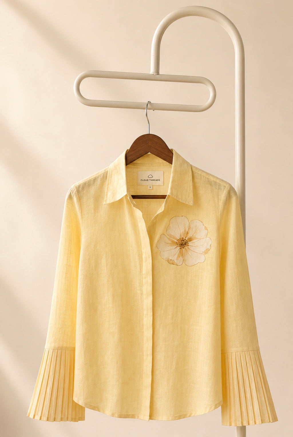 Pleated sleeves linen set